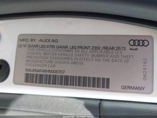 2017 AUDI A4 WAUENAF4XHN008707 Photo 8