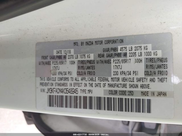 2019 MAZDA CX-5 JM3KFACM4K0548945 Photo 8