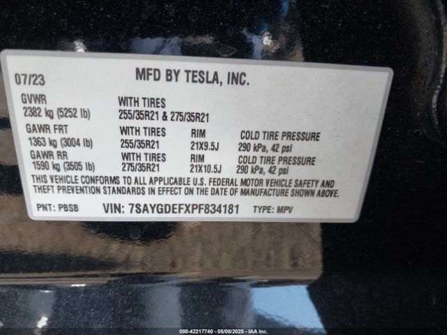 2023 TESLA MODEL Y 7SAYGDEFXPF834181 Photo 8