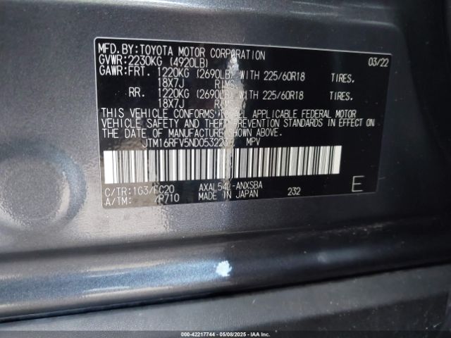 JTM16RFV5ND053223 Toyota a25a-fxs, 3nm+4nm(li)