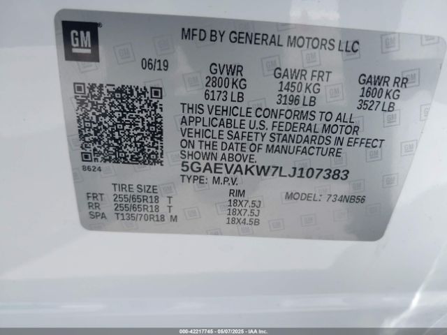 5GAEVAKW7LJ107383 Buick Enclave Awd Essence