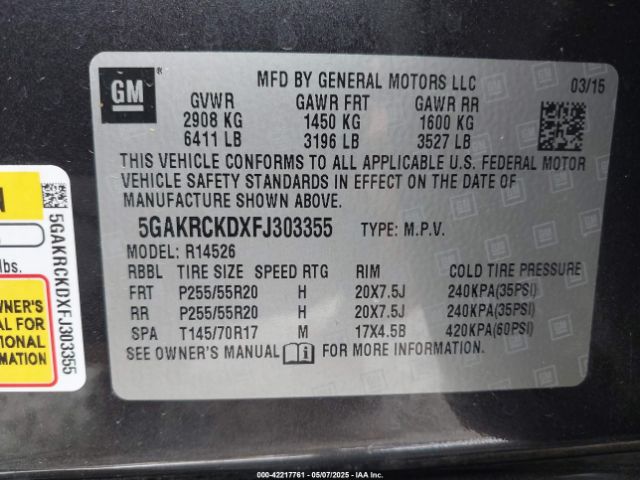 5GAKRCKDXFJ303355 Buick Enclave Premium
