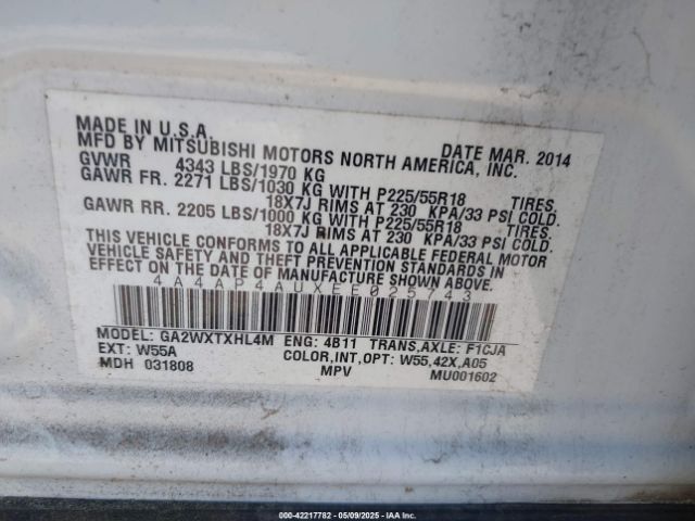 2014 MITSUBISHI OUTLANDER SPORT 4A4AP4AUXEE025743 Photo 8