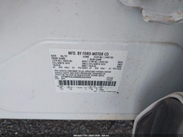 2FMPK4J99NBA63502 Ford EDGE SEL