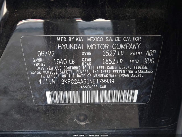 3KPC24A61NE179939 Hyundai gamma ii