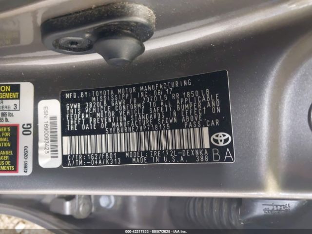 2017 TOYOTA COROLLA 5YFBURHE7HP718129 Photo 8