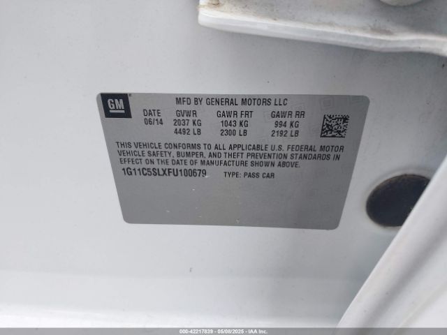 1G11C5SLXFU100679 Chevrolet MALIBU 1LT