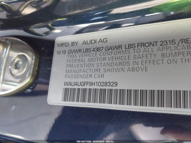WAUAUGFF9H1028329 Audi A3 2.0t Premium