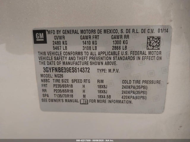 2014 CADILLAC SRX 3GYFNBE39ES614372 Photo 8