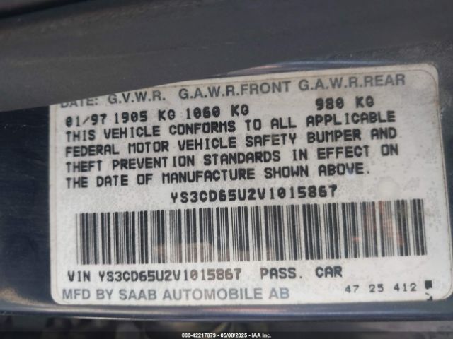 1997 SAAB 9000 YS3CD65U2V1015867 Photo 8