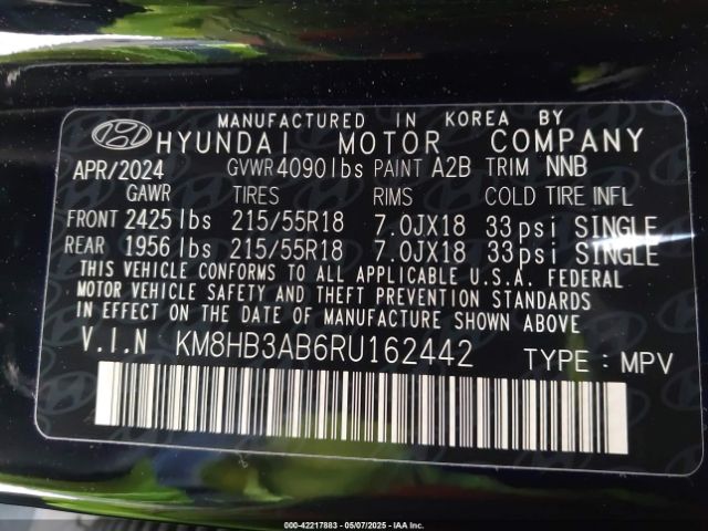 KM8HB3AB6RU162442 Hyundai Kona Sel