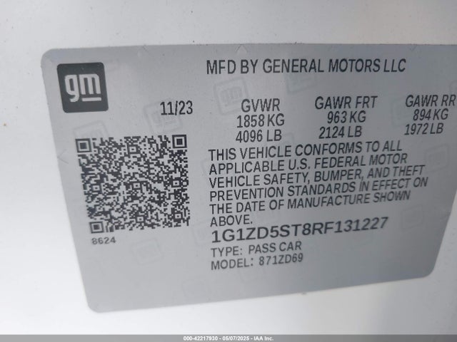1G1ZD5ST8RF131227 Chevrolet Malibu Fwd 1lt