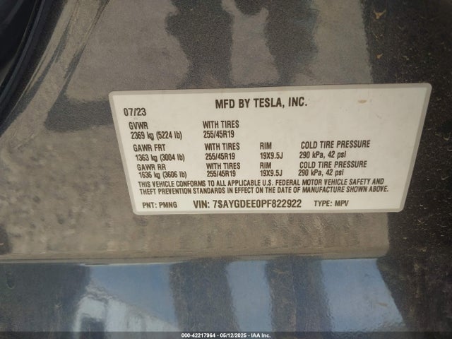 2023 TESLA MODEL Y 7SAYGDEE0PF822922 Photo 8