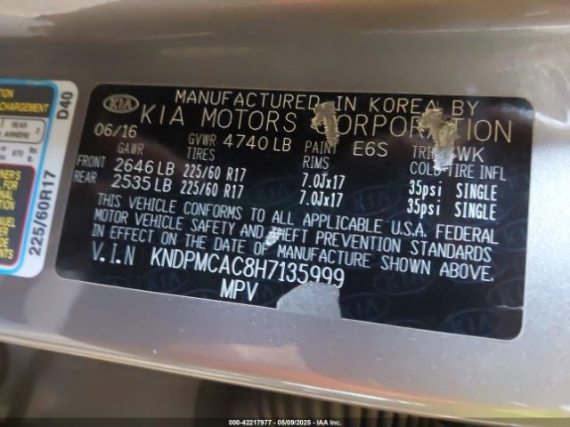 KNDPMCAC8H7135999 KIA Sportage Lx