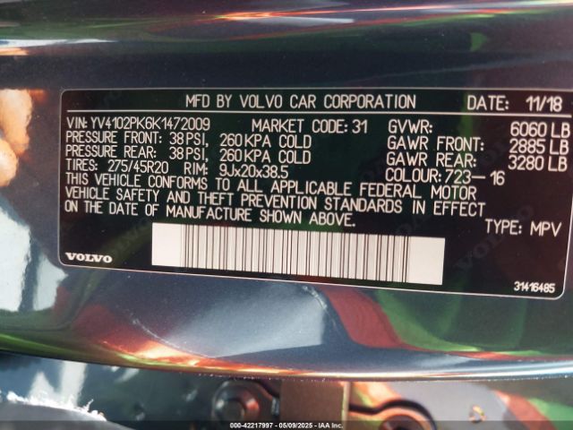 2019 VOLVO XC90 YV4102PK6K1472009 Photo 8