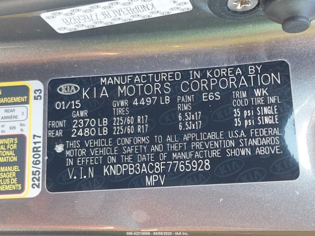 KNDPB3AC8F7765928 KIA Sportage Lx