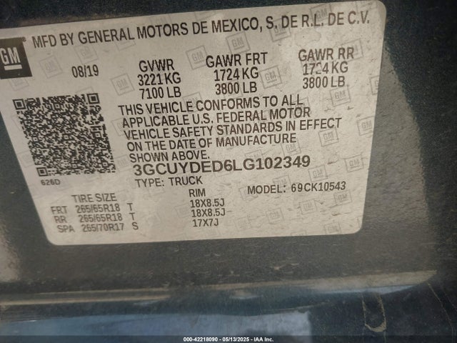 3GCUYDED6LG102349 Chevrolet l84 - di, dfm, alum, gen 5, var 2