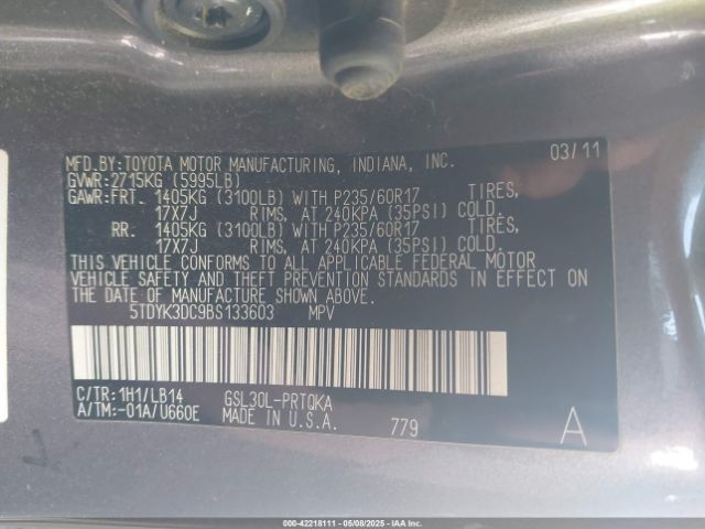 2011 TOYOTA SIENNA 5TDYK3DC9BS133603 Photo 8