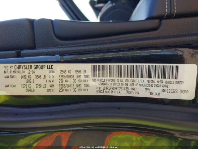 1C4RJFBG2FC731439 Jeep Grand Cherokee Limited