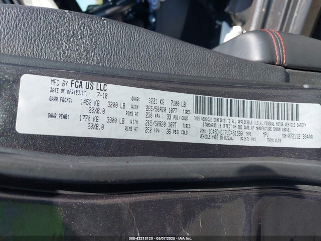 Dodge 2018 2018 1C4SDHCT7JC451590 Image 9