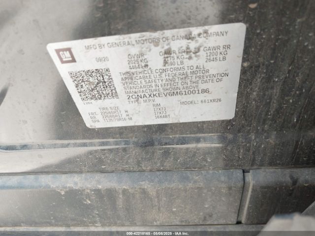 2021 CHEVROLET EQUINOX 2GNAXKEV6M6100186 Photo 8