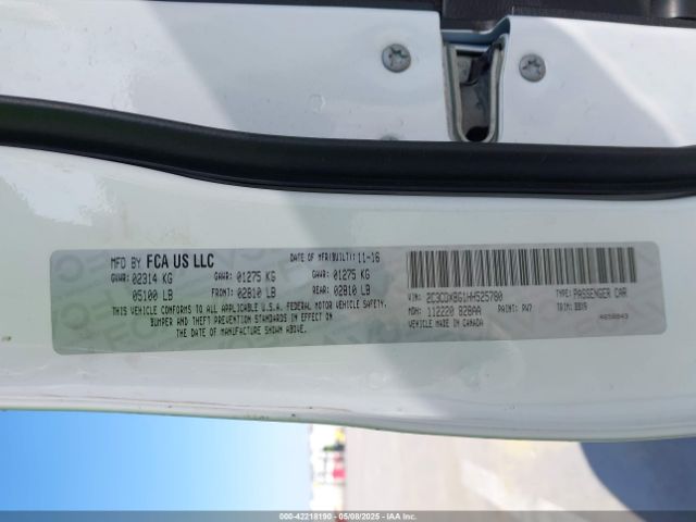 2C3CDXBG1HH525780 Dodge Charger Se Rwd