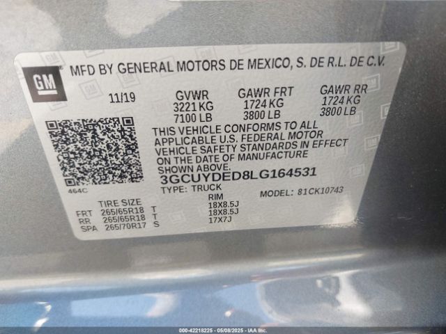 3GCUYDED8LG164531 Chevrolet l84 - di, dfm, alum, gen 5, var 2