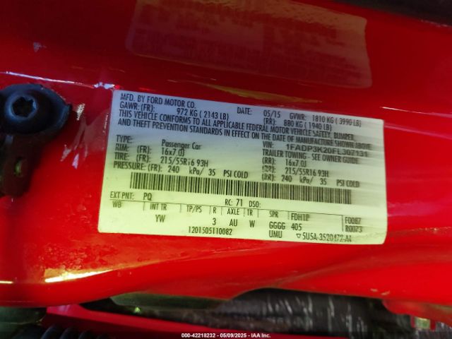 1FADP3K20FL307131 Ford FOCUS SE