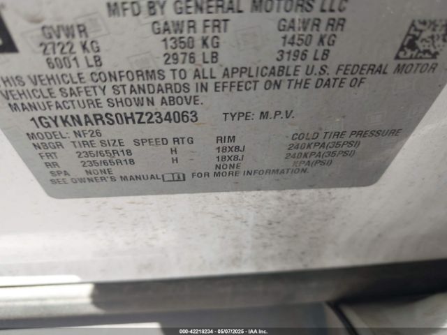 1GYKNARS0HZ234063 Cadillac Xt5 Standard