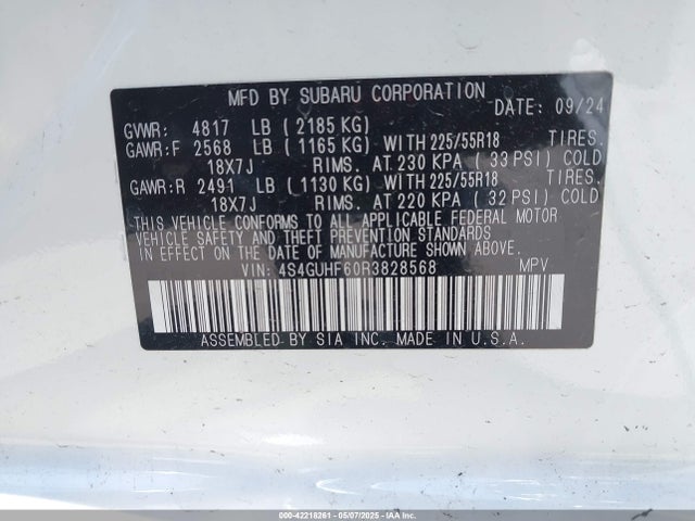 4S4GUHF60R3828568 Subaru na