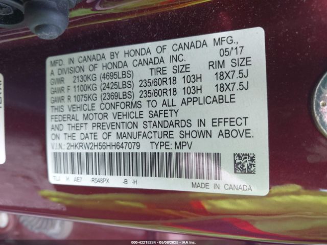 2HKRW2H56HH647079 Honda CR-V EX
