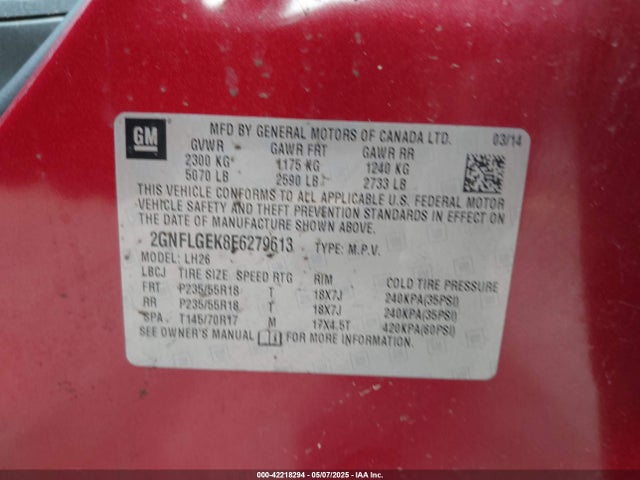 Chevrolet Equinox 2lt 2014 2GNFLGEK8E6279613 Image 9