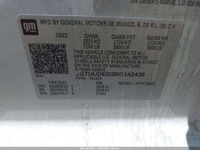 3GTUUDED3RG142439 GMC Sierra 1500 4wd  Short Box Slt