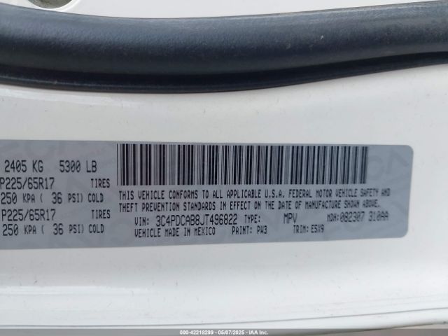 3C4PDCAB8JT496822 Dodge JOURNEY SE