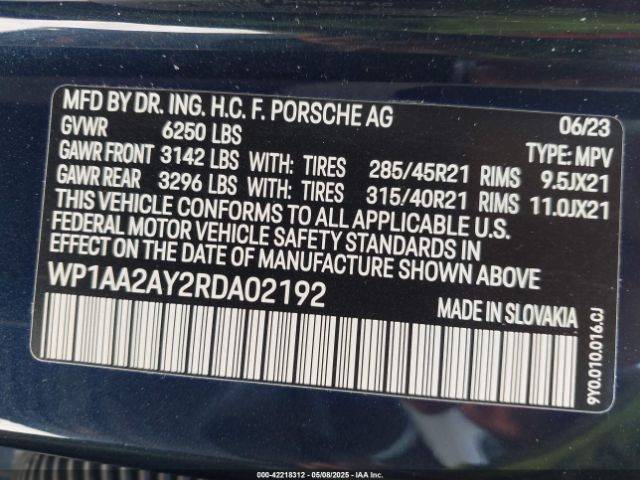 WP1AA2AY2RDA02192 Porsche Cayenne