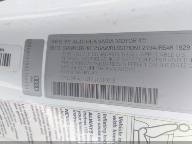 TRUBFAFK8E1000731 Audi Tt 2.0t
