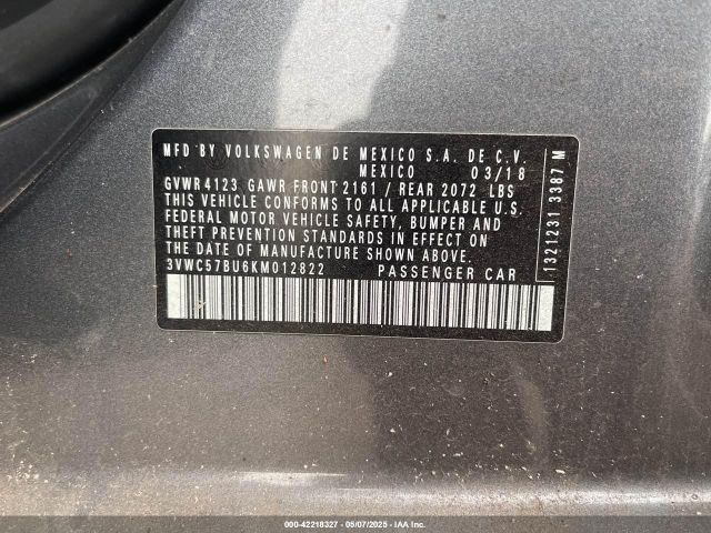 3VWC57BU6KM012822 Volkswagen Jetta