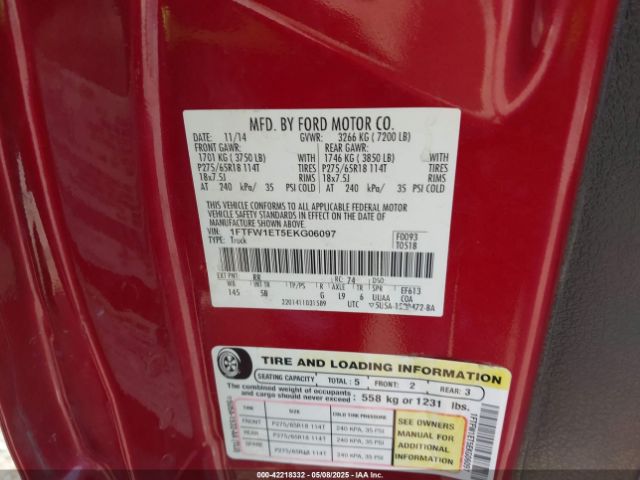 1FTFW1ET5EKG06097 Ford F-150 Fx4