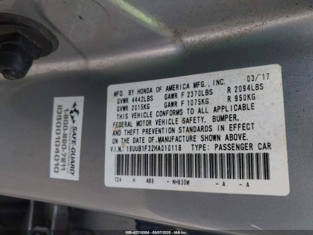 19UUB1F32HA010118 Acura TLX