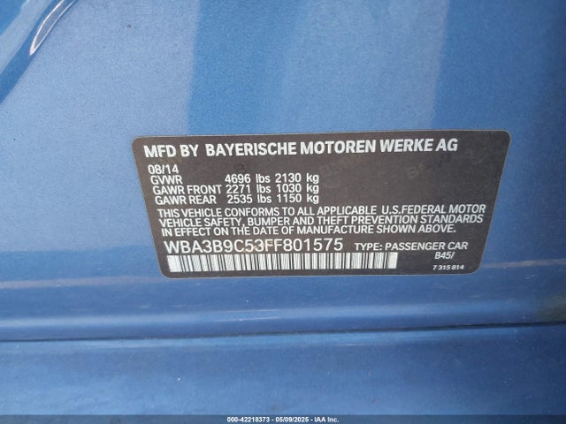 BMW 2015 2015 WBA3B9C53FF801575 Image 9