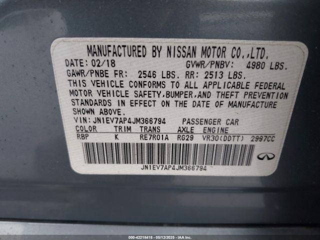 JN1EV7AP4JM366794 Infiniti Q50 3.0t Luxe