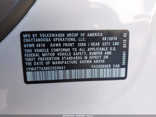 Volkswagen Passat 1.8t S 2014 1VWAT7A35EC023841 Image 9