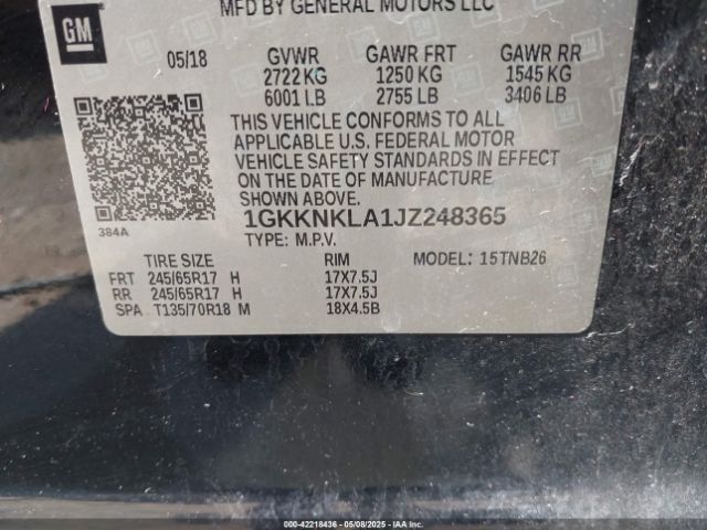 1GKKNKLA1JZ248365 GMC Acadia Sle-1