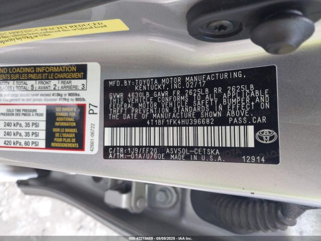 4T1BF1FK4HU396682 Toyota CAMRY SE