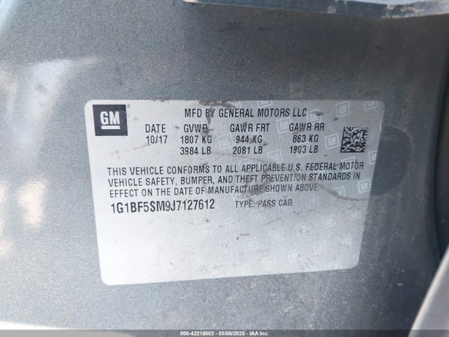 1G1BF5SM9J7127612 Chevrolet le2 -di: direct injection, vvt: variable valve timing, gen, alum