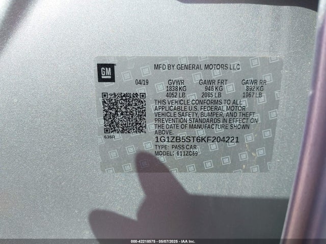 1G1ZB5ST6KF204221 Chevrolet Malibu 1ls