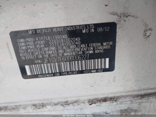 2013 SUBARU IMPREZA WRX JF1GV7E60DG006227 Photo 8