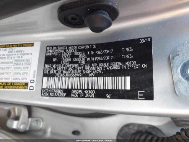 JTEBU5JR1K5689491 Toyota 1gr-fe