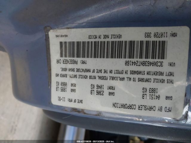 1992 CHRYSLER LEBARON 3C3XA4638NT244160 Photo 8