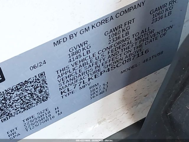 KL77LKEP4SC087116 Chevrolet Trax Fwd Activ